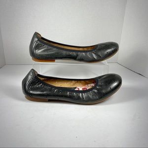 Born "Julianne" Black Punch Hole Leather Round Toe Ballet Flats
